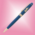 Ebony Brass Ball Point Pen - Blue w/Gold Accent